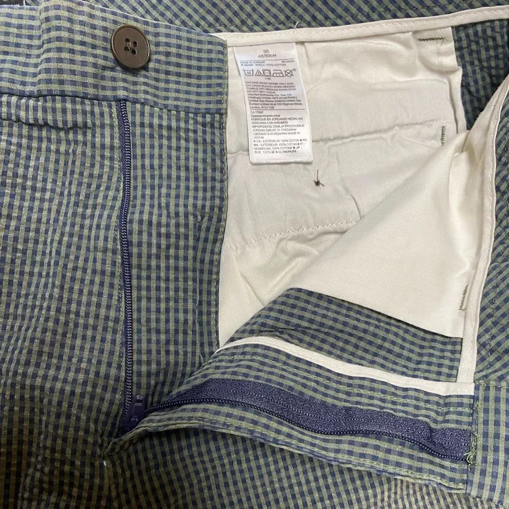 Banana Republic Men’s Green Checkered Aiden Shorts Sz 36